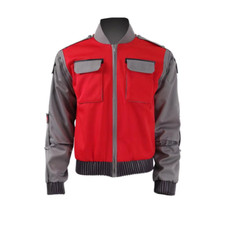 Mens Marty Mcfly Costume Zipper Jacket Marty Mcfly Cosplay Coat for Halloween Ch