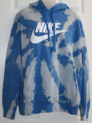 Nike Women L Blue Tie Dye Logo Pullover Hoodie Sweatshirt | eBay