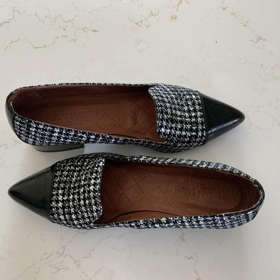 Zapatos Planos Hispanitas Tweed y Cuero Punta Talla Eur 37/US 7 Cómodos Tendencia Foto 4 de 4