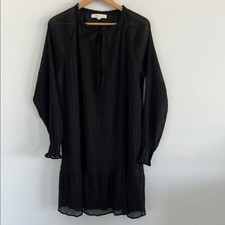 Loft long sleeve black dress pleated fabric