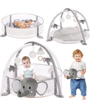 Baby Gym & Ball Pit, Play Mat & Play Gym, Combination Baby Gray 5-in-1 XL Large