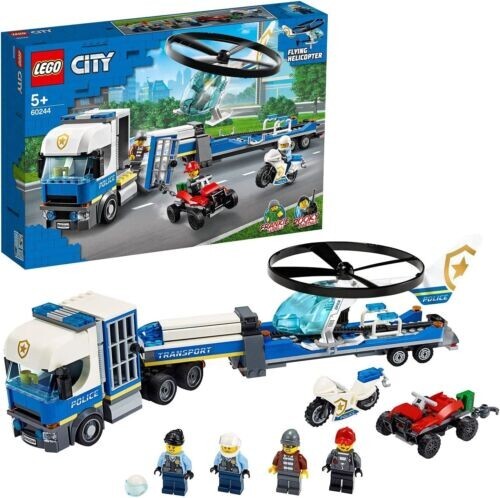 LEGO CITY FUORI PRODUZIONE TRASPORTATORE ELICOTTERI POLIZIA 317 PEZZI ART 60244
