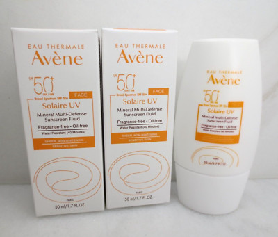 AVENE SOLAIRE UV SPF50 MINERAL MULTI DEFENSE SUNSCREEN FLUID 1.7OZ 2PC EXP:11/25