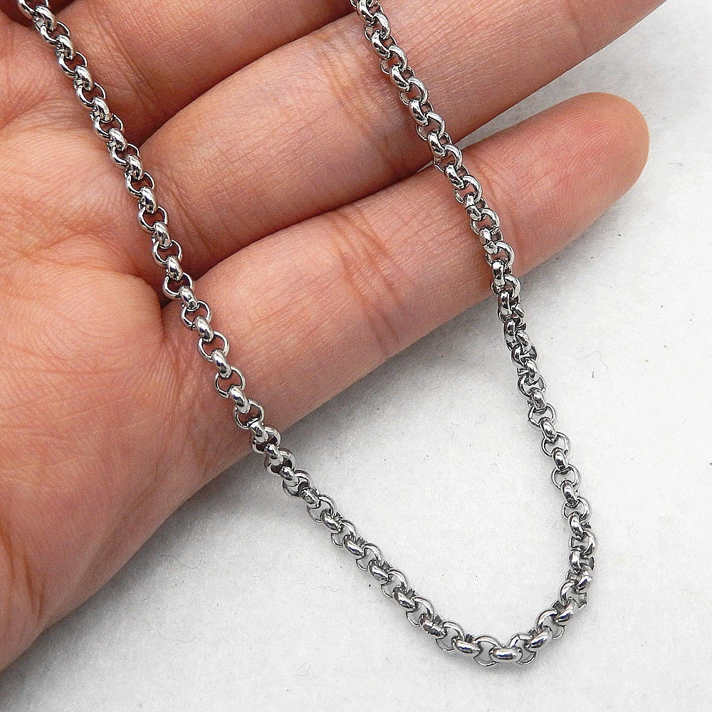 Men Women s Stainless Steel 3mm Rolo O Link Chain Necklace 20 32