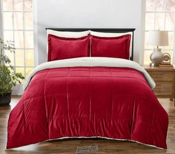 Ultra-Soft Sherpa Comforter Set Burgundy Twin - Image 2 of 2