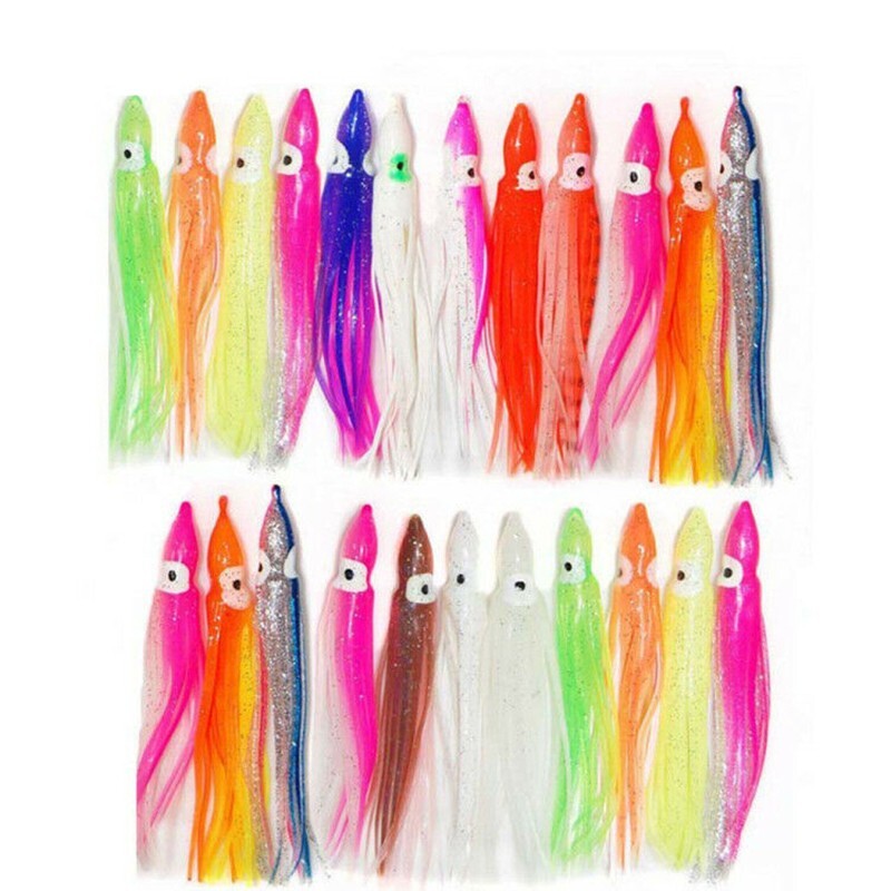 20pcs Soft Octopus Squid Lures for Saltwater Fishing 5-16cm Hoochies Skirts