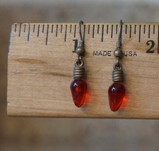 Christmas Women's Hook Earrings - Dangle Single Red Light Bulbs