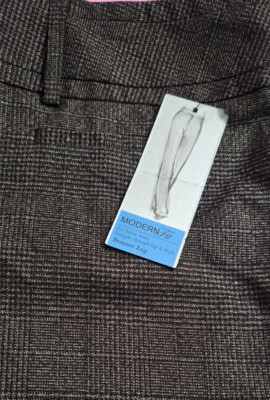 Apt 9 Modern Fit Dress Pants Womens Size 18 Prince of Wales Check Black Gray ?