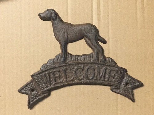8" x 6" Cast Iron Dog Welcome Wall Plaque Den Kitchen Shop Porch Shop Den Decor - Picture 8 of 8