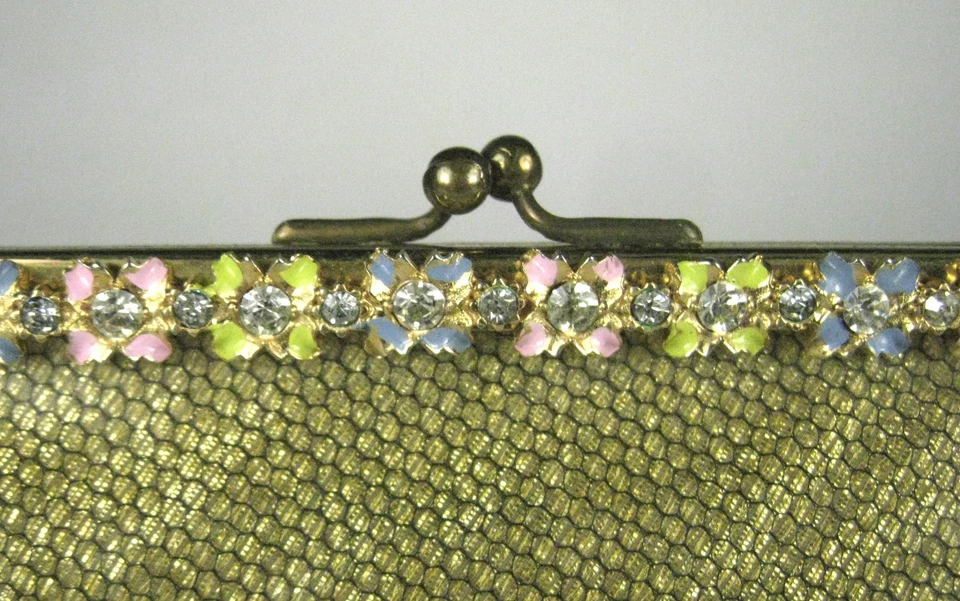 MAXIM Bolso sin asas Vinilo Estrás Flores Esmalte Bloqueo de beso Bolso sin asas Tono Dorado  Foto 2 de 4