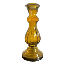 Vidrios San Miguel Spain Yellow Amber Recycled Glass 16" Candle Holder Vase
