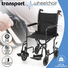 [FDA APPROVED]Foldable Lightweight Transport Wheelchair w/Handbrakes & Seat Belt