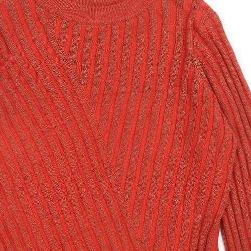 Saint Tropez Womens Orange Crew Neck Striped Acrylic Blend Jumper Size S - Picture 7 of 12
