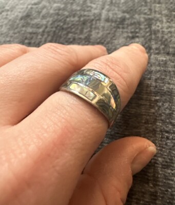 Ring With ABALONE INLAY 925 Sterling Silver
