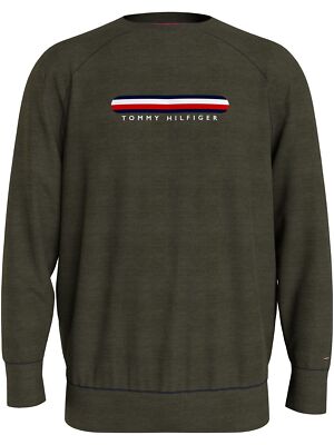 Tommy Hilfiger Herren Pullover Rundhals Track Top Oliv