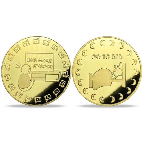 Divertida Moneda para Tomar Decisiones "Un Episodio Más / Ir a la Cama" Regalos Divertidos para Búhos Nocturnos - Imagen 15 de 15