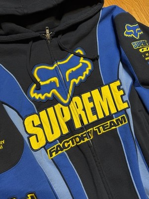 Size Large - Supreme x Fox Racing Zip Hooded Sweatshirt Blue