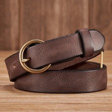 2.5CM Ladies Pure Cowhide Copper Buckle Genuine Leather Casual Jeans Thin Belt W