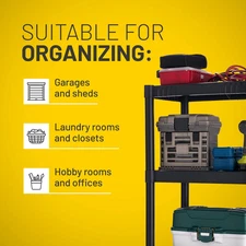 Standard Duty Plastic Storage Shelves, 48” x 23” x 14”, 200lb Capacity