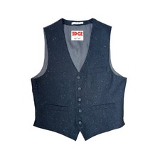 Edge WDNY Men's Vest Tweed-Look Modern Slim Fit Medium