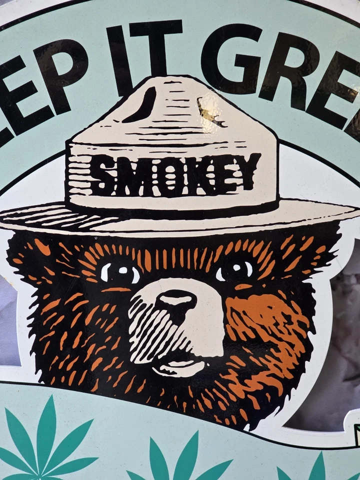 GRANDE PLACA DE PORCELANA VINTAGE ESFUMAÇADA 'KEEP IT GREEN' 24"x18,5" - Imagem 4 de 4