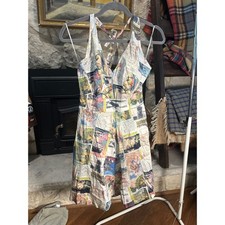 Boden Women's A Line Dress Collage Postcard  Print Knee Length halter Size 2P