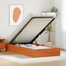 Image of Ottoman Bed Frame with Storage Wax Brown 80 x 200 cm