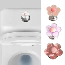 2Pcs Flower Shaped Toilet Press Button Toilet Flush Button Helper Creative NEW