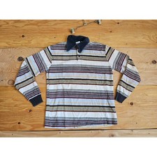 Montgomery Ward Terry Cloth Polo Shirt Sz M White Striped 1970s