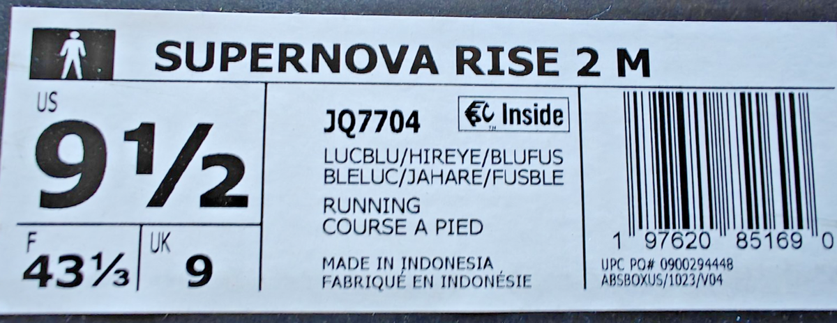 Size Men-9.5, Adizero Supernova Rise 2 Running Shoes, Blue JQ7704