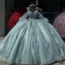 Valintimu Attractive Ball Gown Quinceanera Dress for Girls Puff Sleeves V-neck 