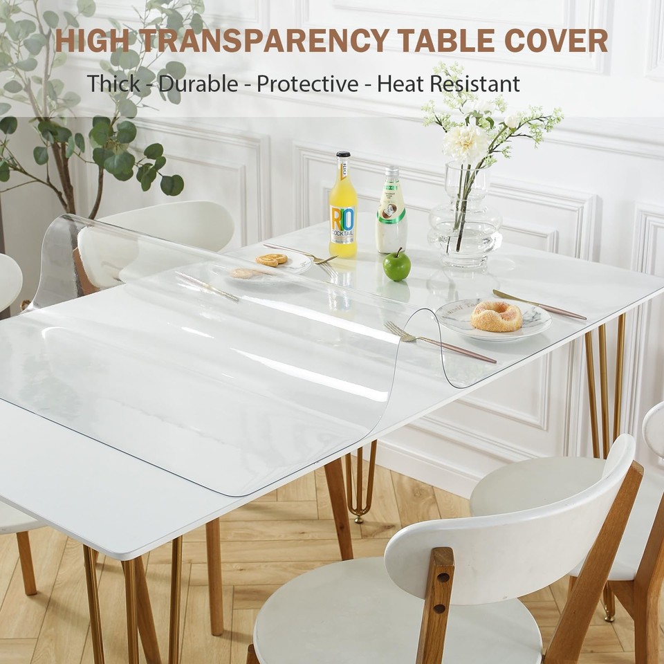 Clear Table Cover Protector - 16 X 42 Inch, 1.5mm Thick PVC, Waterproof Desk Mat For Tables, Desks & Countertops