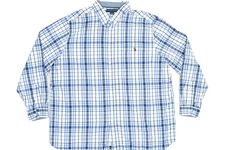U.S. Polo Assn. Men's Plaid Long Sleeve Button Down Shirt Size 3XLT Blue
