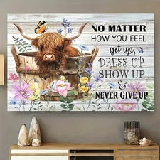 Charming Highland Cow Wooden Framed Tin Metal Signs Home Décor 8x12 