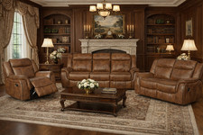 Tan Brown Leather Gel Recliner 3 Seater 2 Seat or Armchair Sofa Suite CLIFTON