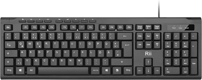 Rii Tastatur USB Kabel Schwarz Slim Business QWERTZ für PC Laptop Windows Mac