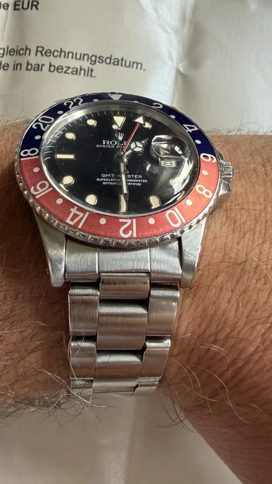 Rolex GMT Pepsi 16750 tritium vintage mit box und Kaufbeleg - Bild 3 von 4