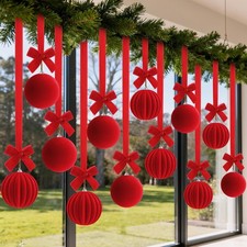 12 Set 43" Large Velvet Christmas Ornaments Decoration Set Velvet Xmas Balls ...