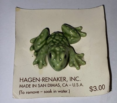 Hagen-Renaler Papa Frog #448 On Card Ceramic Figurine Miniature