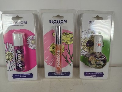 Lot Of 3 Blossom Lip Gloss , Hydrating Lip Oil , Scented Cuticle Oil