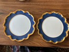 TWO Gorgeous Coalport Athlone Blue Sheffield Luncheon Plates