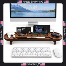 Wood Desk Organizer with Phone Stand and Charging Port, Nightstand Valet