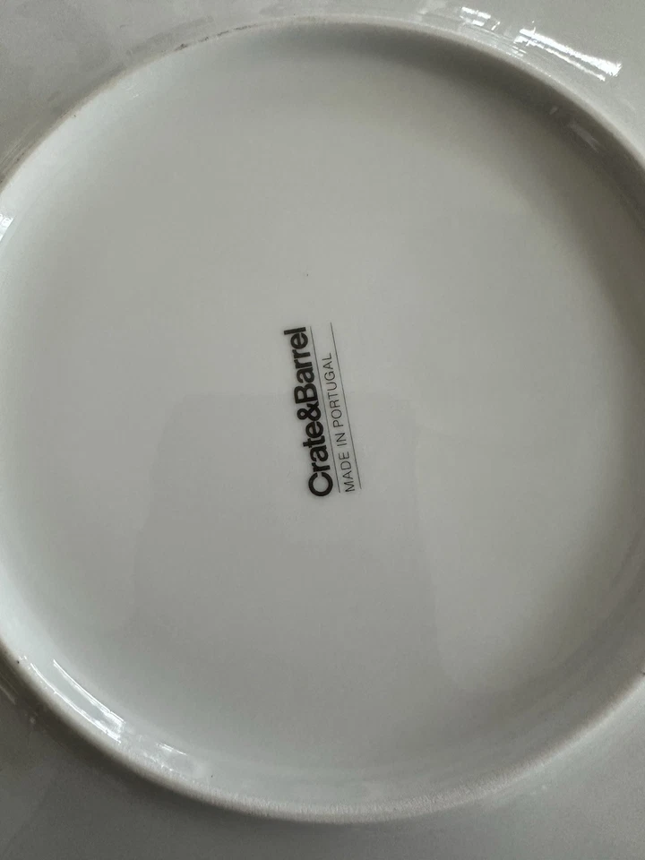 SET (4) Crate & Barrel CYD Salad Dessert Plates White Square 8" Portugal Ceramic - Image 4 of 4