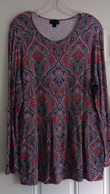 J Jill Wearever Collection L Ikat Paisley Print Tunic Top Excellent Mint...