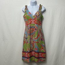 VTG Lilly Pulitzer Silk Dress Sz 8 Floral Sleeveless V Neck Fit Flare Resort