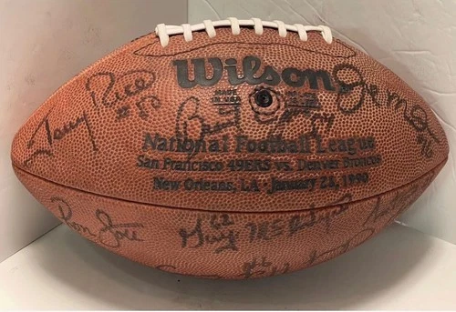 1989 SF 49ers Team Signed Super Bowl XXIV (24) Football Montana, Rice, Craig +