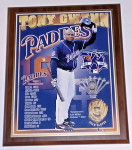 TONY GWYNN/PADRES PLAQUE Career Stats/Achievements 2001 MLB Hologram DB62927989