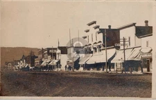 MT Montana Plains Post Office Meat Market Pendergrass Hotel RPPC Postcard COPY