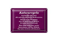 Blechschild Spruch 20X30 Cm Katzenregeln Ich Bin Hier Der Chef Deko Schild
