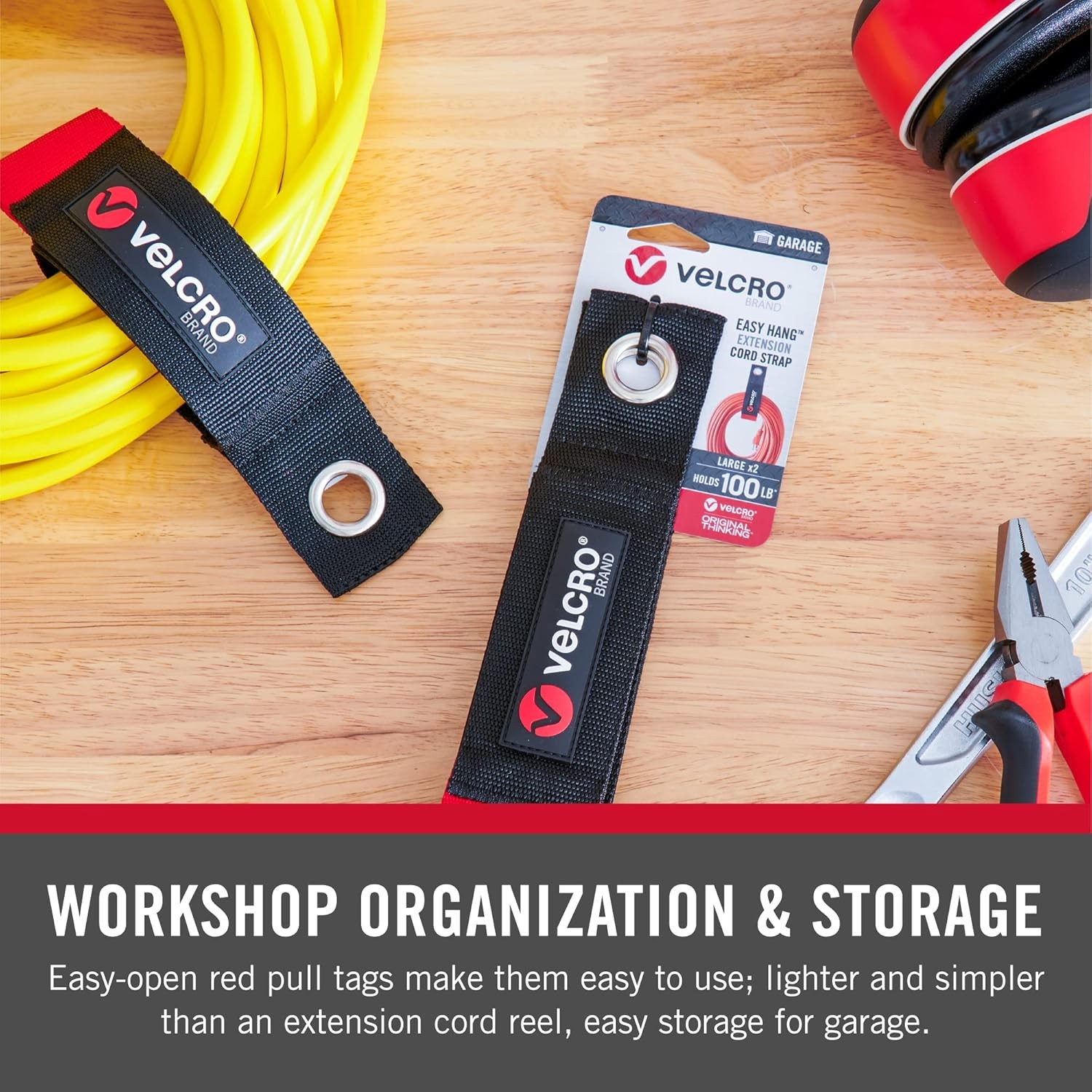 Velcro Brand Easy Hang Extension Cord Organizer Holder | Large 18" Heavy Duty St